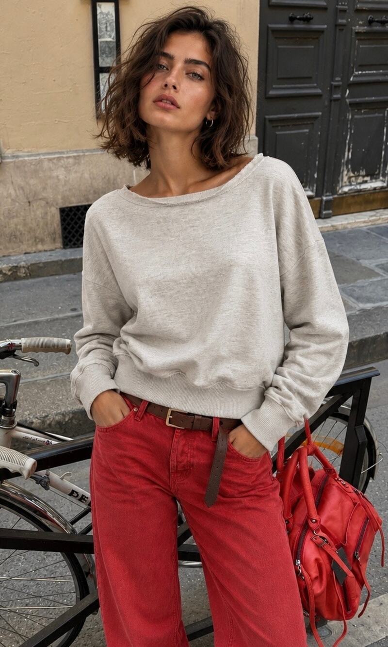 Maeve by Anthropologie Raw Edge French Terry Sweatshirt Gray Small Like New